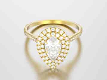 3 carat pear cut diamond ring on gold band